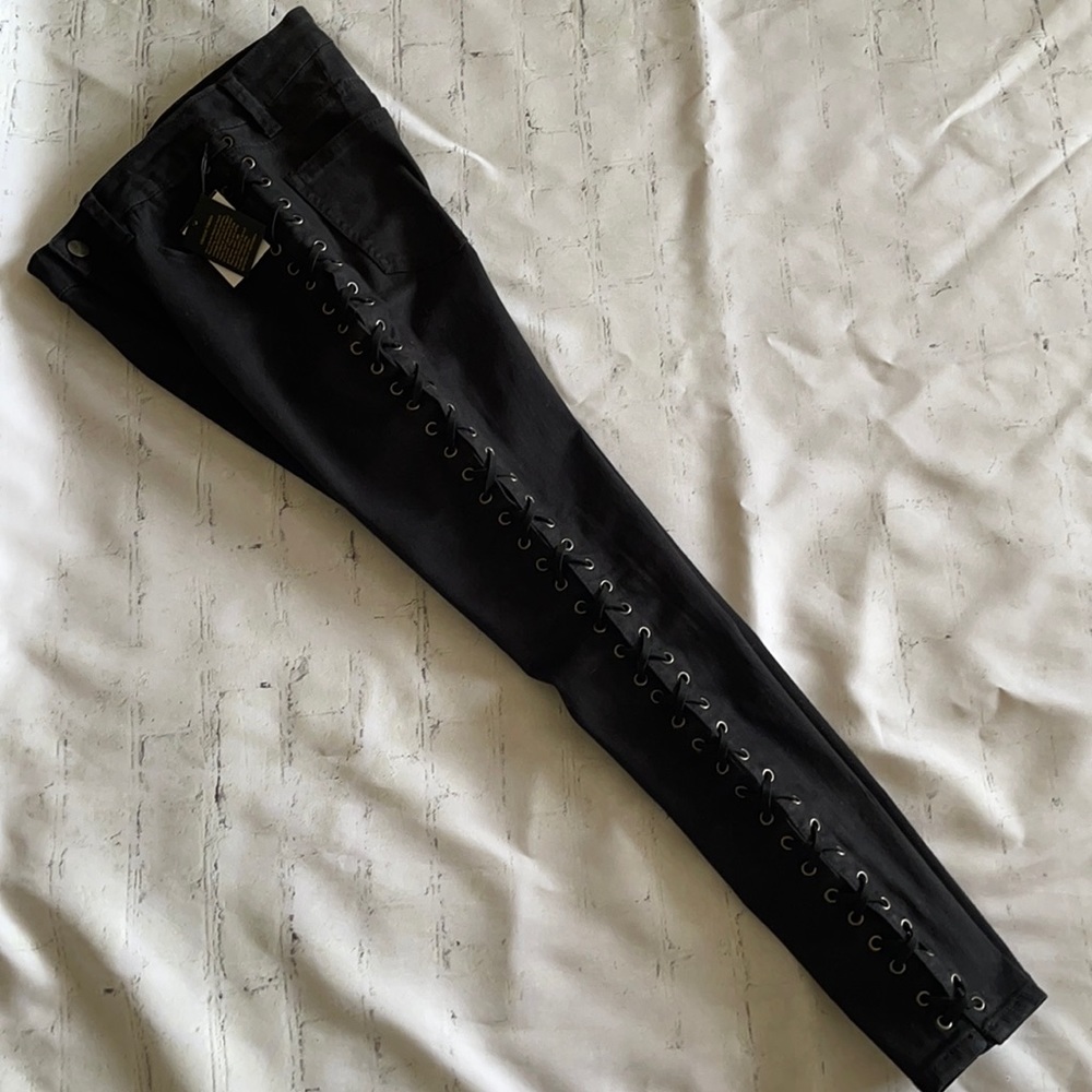 AFRM Jeans Nordstrom Black High waist Retro Rocker Goth Stretch Skinny Sz 26